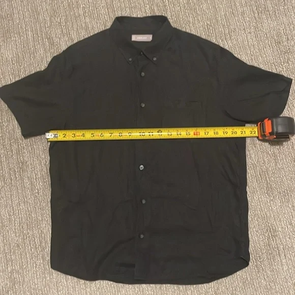 Everlane M classic short sleeve linen button up collar shirt solid black regular - Picture 8 of 8